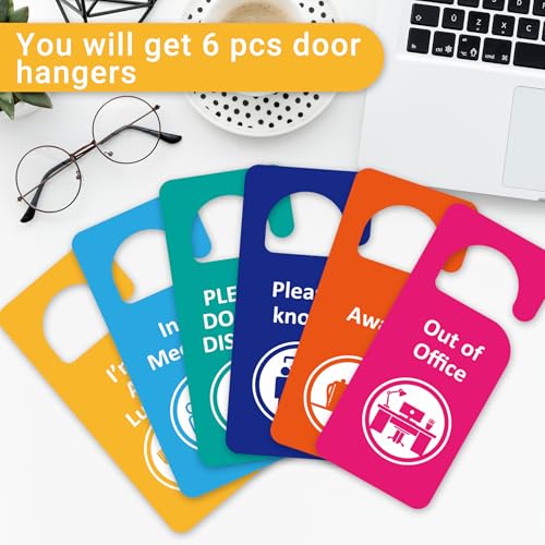 LUHIMO 6PCS Do Not Disturb Door Hanger Sign，Double-Sided In A Meeting Sign for Office Door，Please Knock/Out of Office Door Tags for Business, Home, Clinic, Hotel, Bathroom, Bedroom, Therapists - Image 5