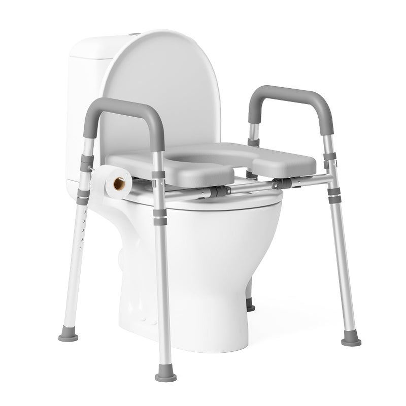 Loyoda Toilet Seat Risers for Seniors, Raised Toilet Seat with Padded Handles & Seat, 400 LBS Raised Toilet Seat with Adjustable Height & Width for Pregnant, Disabled, Handicapped,(Gray) - Image 1