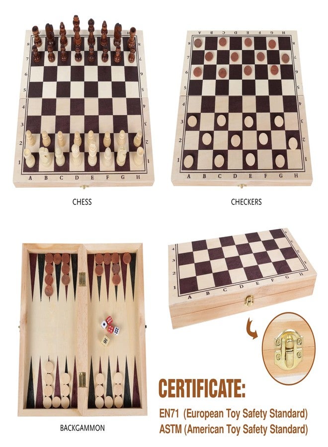 GOTHINK Wooden Chess, Checker, and Backgammon 3 in 1 Board Game Set,Classic Traditional Travel Night Toy and Game Gift Set for Kids Adults Senior Family - Image 4