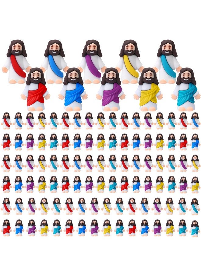 Bememo 100 Pcs Jesus Toys Little Jesus Figurine Miniature Jesus Doll Tiny Jesus Figurine to Hide and Seek Classic Religious Gifts for Easter Egg Stuffers (Multicolor,Long Gown, Cassock Style) - Image 1