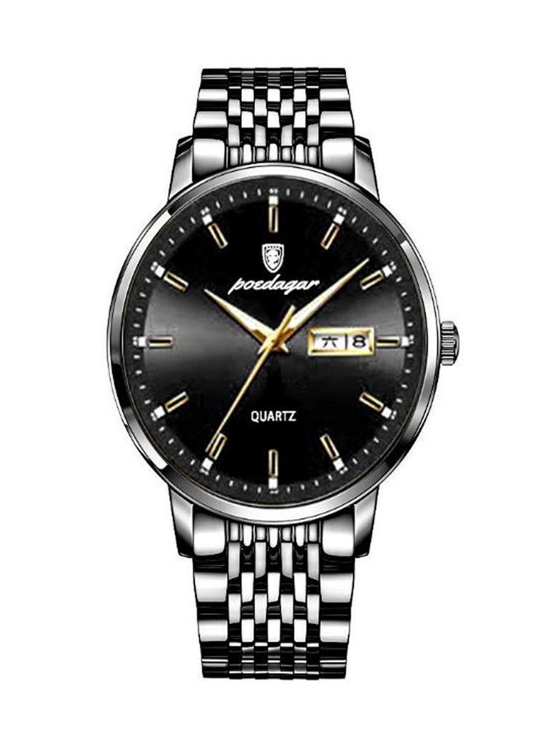 POEDAGAR Men’s Analog Quartz Stainless Steel Band Wristwatch 42mm - Image 1