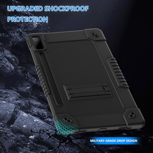 Kebiory for Lenovo Tab P12 12.7 inch 2023 TB370FU Heavy Duty Cover with Kickstand Shoulder Strap Built in Pen Holder Kids Friendly Shell Case for Lenovo Tab P12 / Lenovo Xiaoxin Pad Pro 12.7" (Black) - Image 5