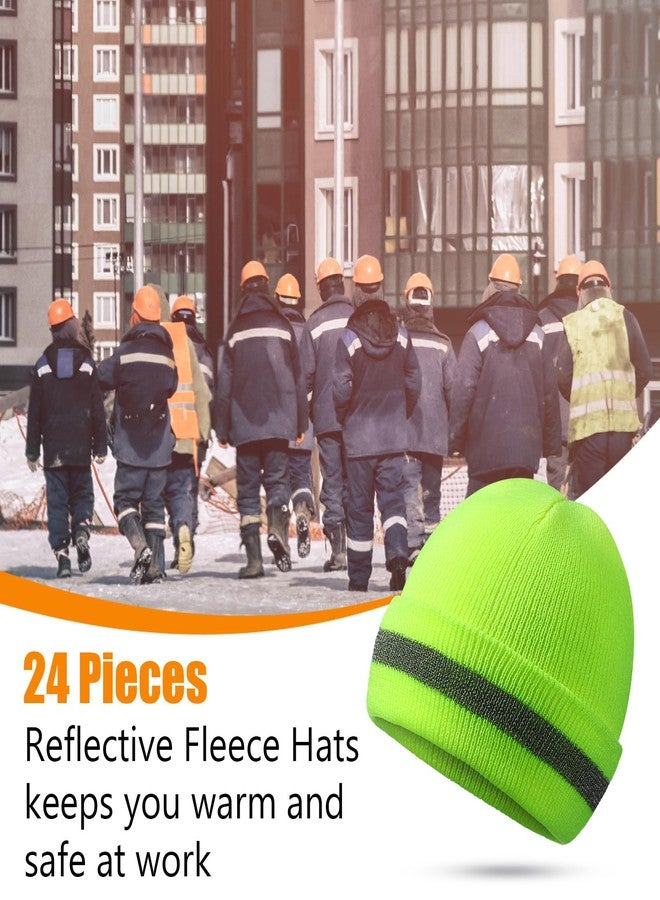 Tarpop Safety Beanie Bulk Safety Reflective Beanie Knit Hat High Visibility Hat Winter Unisex Cap for Running Biking Guard(24 Pcs,Yellow) - Image 3