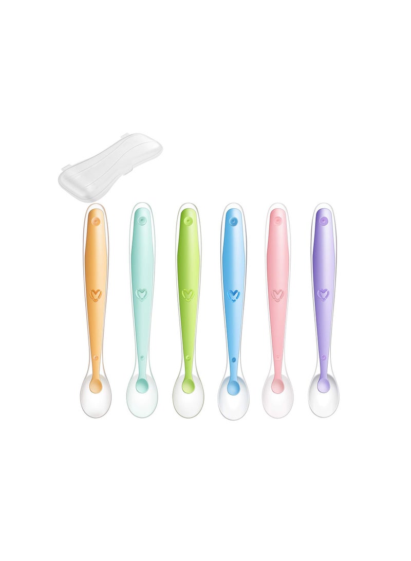 Soft Silicone Baby Spoons for Infant Feeding - 6 Pack of Safe, Gentle Training Spoons for Toddlers and Children - Ideal for Weaning and Easy Feeding. - Image 1