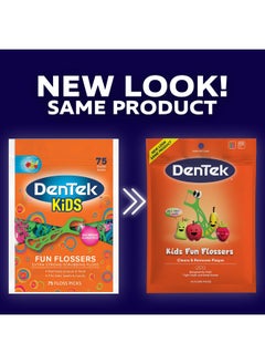 Dentek Kids Fun Flossers, Removes Food & Plaque, 75 Count, 3 Pack  - Image 2