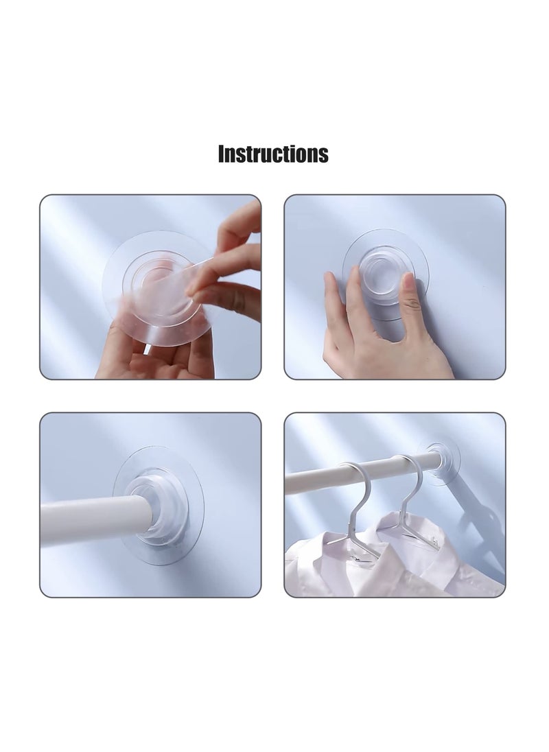 SYOSI SYOSI, 8pcs Self-Adhesive Shower Curtain Rod Holder, No-Drill Telescopic Pole Support, Multipurpose Wall Mount Tension Retainer, Strong Bearing Capacity  - Image 5
