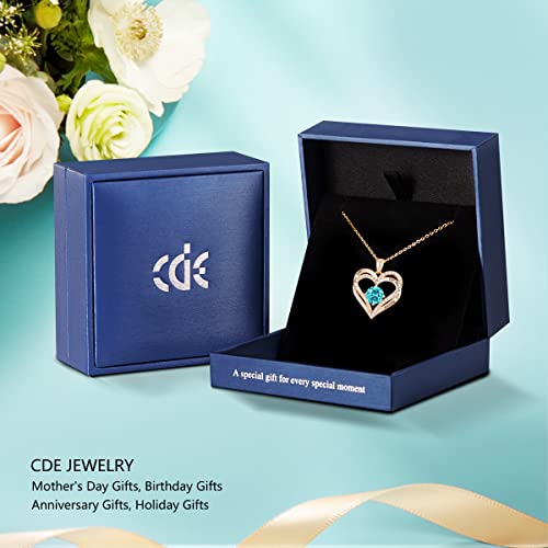 CDE Forever Love Heart Necklaces for Women, Wedding Anniversary, Birthday Mothers Day Gifts for Mom, Mother, Wife, Girlfriend, S925 Silver Jewelry with Birthstone Pendant - Image 4
