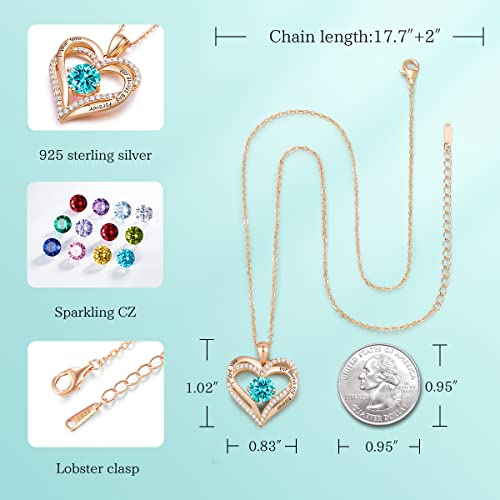 CDE Forever Love Heart Necklaces for Women, Wedding Anniversary, Birthday Mothers Day Gifts for Mom, Mother, Wife, Girlfriend, S925 Silver Jewelry with Birthstone Pendant - Image 5