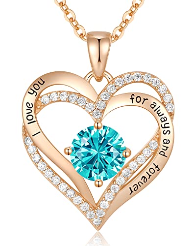 CDE Forever Love Heart Necklaces for Women, Wedding Anniversary, Birthday Mothers Day Gifts for Mom, Mother, Wife, Girlfriend, S925 Silver Jewelry with Birthstone Pendant - Image 1
