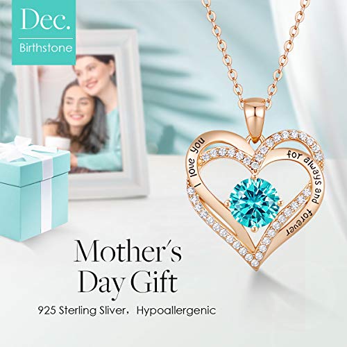 CDE Forever Love Heart Necklaces for Women, Wedding Anniversary, Birthday Mothers Day Gifts for Mom, Mother, Wife, Girlfriend, S925 Silver Jewelry with Birthstone Pendant - Image 3