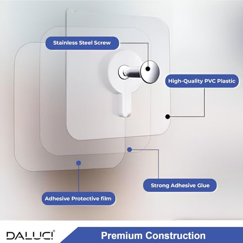 DALUCI Self Adhesive Wall Hooks 15 Pcs – Photo Frame Hooks for Wall Without Drilling | Heavy Duty Transparent Hook, Nail Free Wall Hanging Hooks for Frames, Clocks & Keys (Pack of 15) - Image 5