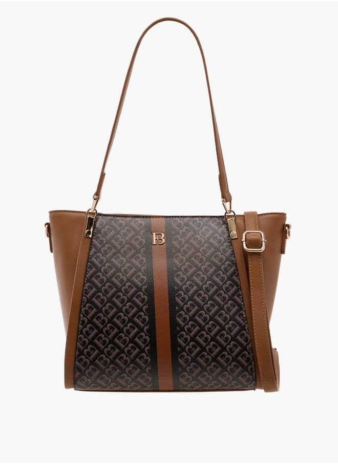 Flora Bella By Shoexpress Women's Monogram Print Tote Bag with Zip Closure and Double Handles  - Image 1