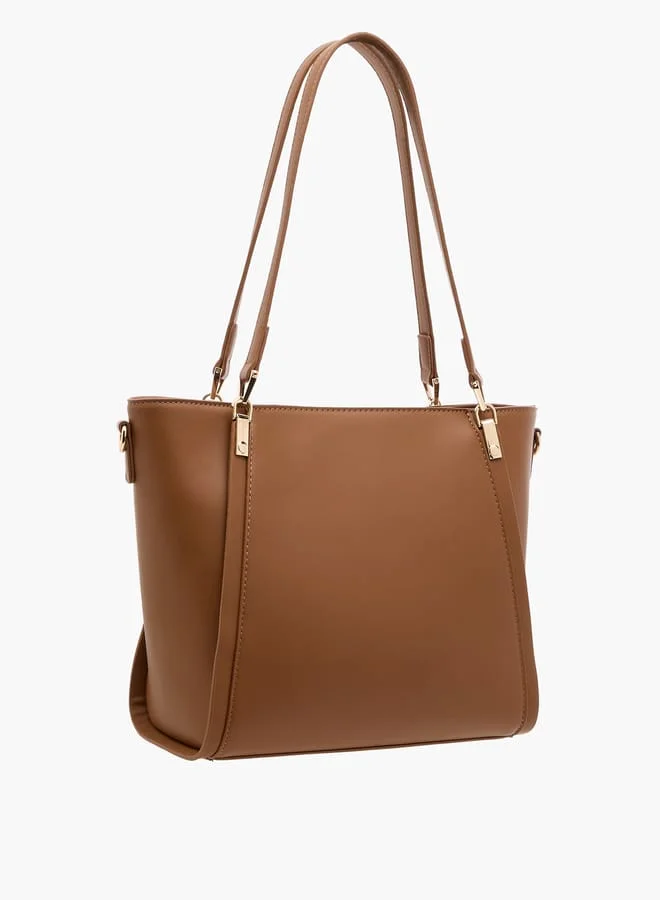 Flora Bella By Shoexpress Women's Monogram Print Tote Bag with Zip Closure and Double Handles