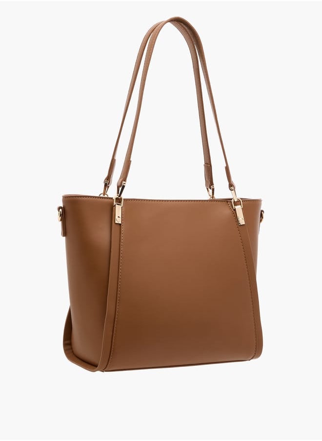 Flora Bella By Shoexpress Women's Monogram Print Tote Bag with Zip Closure and Double Handles  - Image 3