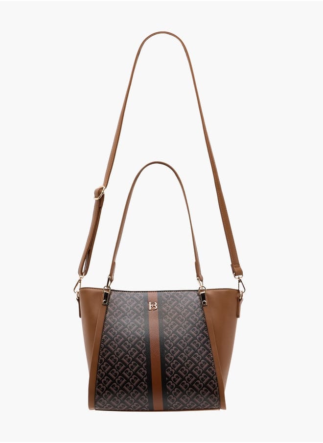 Flora Bella By Shoexpress Women's Monogram Print Tote Bag with Zip Closure and Double Handles  - Image 2
