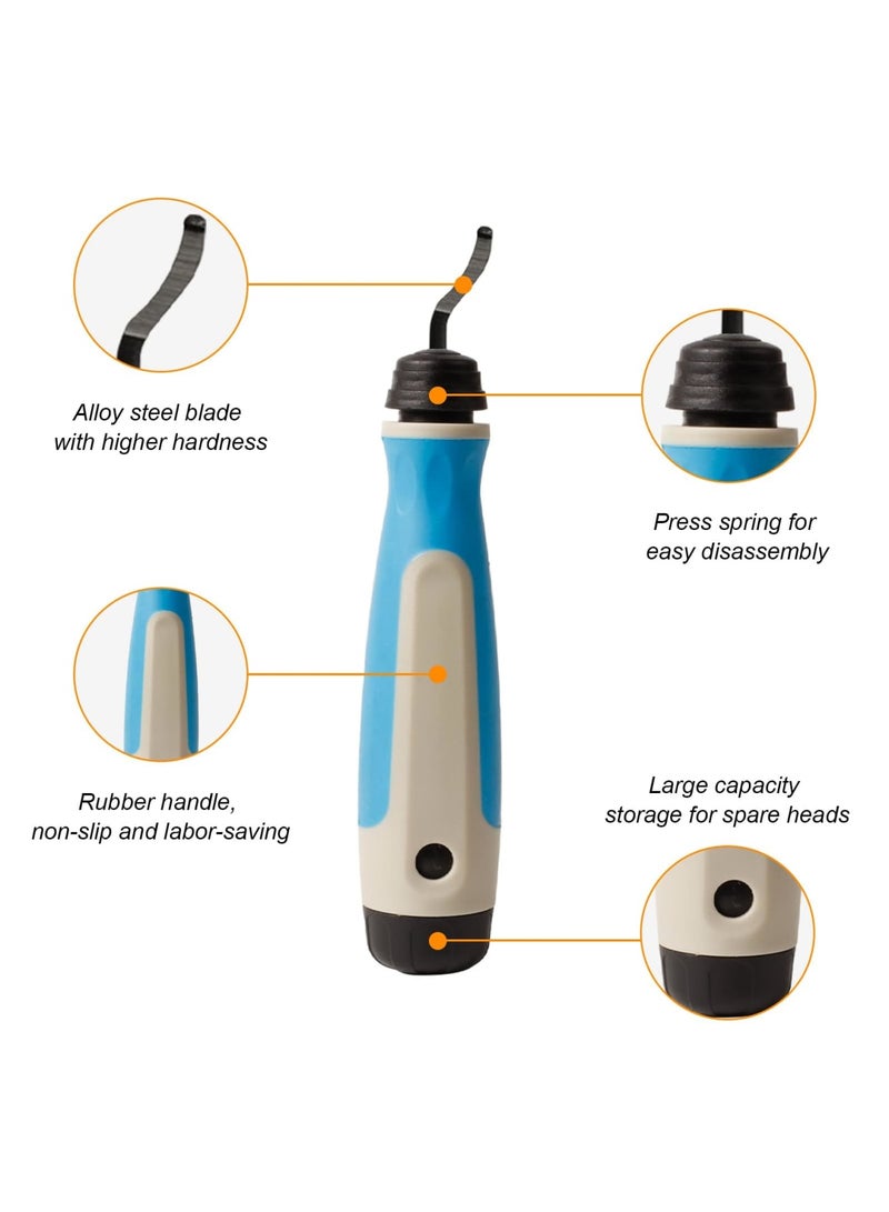 Barakah Deburring Tool with 11 Extra High Speed Steel Blades, Precision Edge Burr Removal, Rubber Non-slip Swivel Head Handle, Hand Deburring Tools for Metal, Resin, PVC, Wood, and 3D Printed Plastic Edges - Image 5