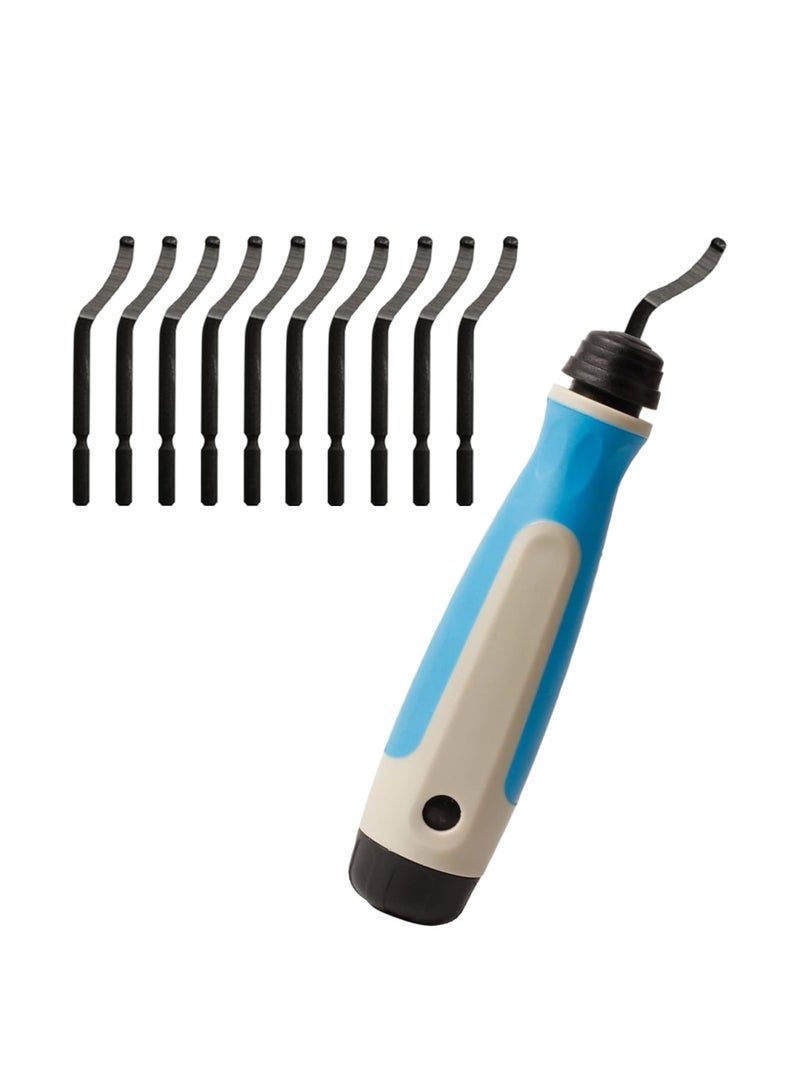 Barakah Deburring Tool with 11 Extra High Speed Steel Blades, Precision Edge Burr Removal, Rubber Non-slip Swivel Head Handle, Hand Deburring Tools for Metal, Resin, PVC, Wood, and 3D Printed Plastic Edges - Image 1