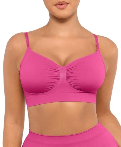 FeelinGirl Bralettes for Women No Underwire Supportive Full Coverage Basic Comfort Bra Pink X-Large - Image 1