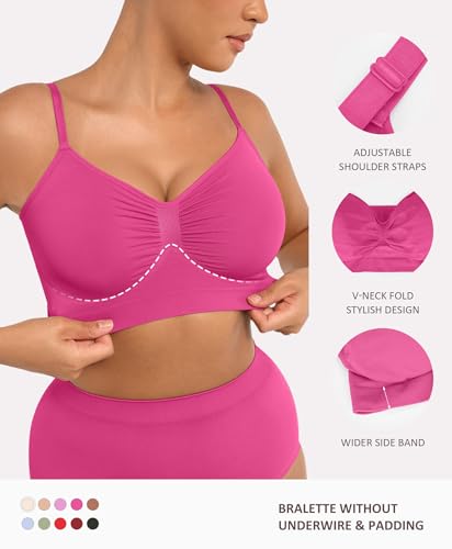 FeelinGirl Bralettes for Women No Underwire Supportive Full Coverage Basic Comfort Bra Pink X-Large - Image 2