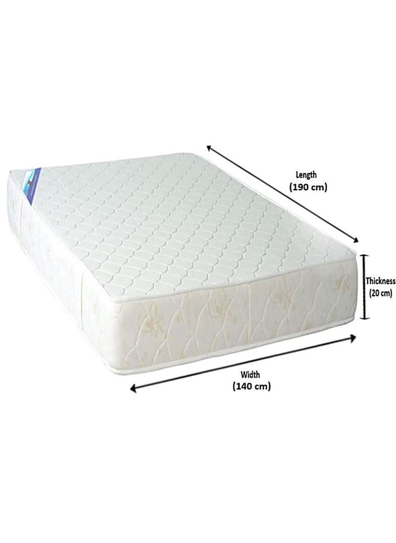 AL WADI FURNITURE Double Size Medicated Mattress, Comfort Back Support, Reversible Use Option, Polyester Fabric, 140W x 190L x 20H cm - White  - Image 2