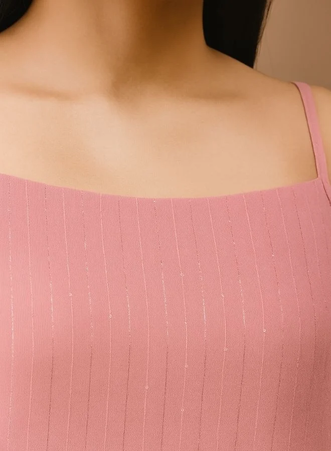 Abhishti Lurex Sequin Strappy Kurta and pant set- Pink