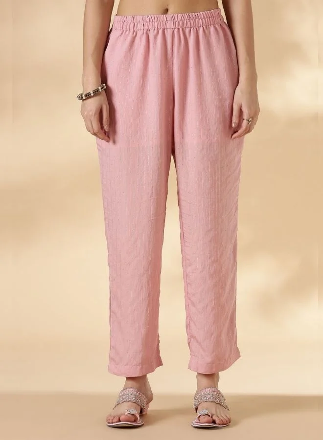 Abhishti Lurex Sequin Strappy Kurta and pant set- Pink