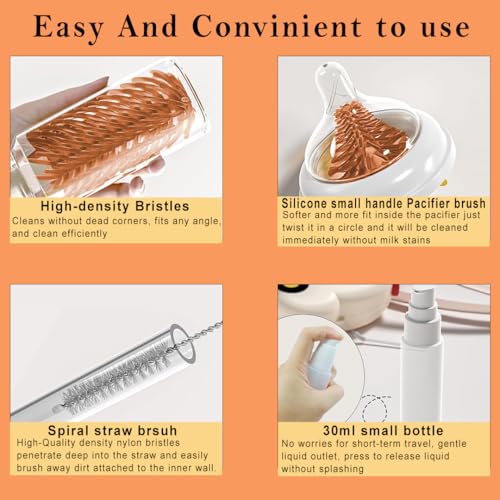 Tony Stark 6-in-1 Baby Bottle Cleaning Brush Set – Includes Silicone Bottle Brush, Nipple Cleaner, Straw Brush, Soap Dispenser, Storage Box, and Bottle Drying Rack |Silicone Bristles (Car Design) - Image 5