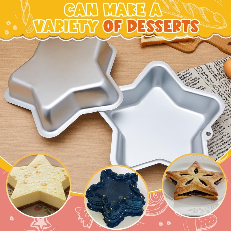 KASTWAVE 2 Pcs 8 Inch Star Cake Pan Set, Aluminum Nonstick Star Shaped Baking Mold, Great for Pancakes, Cakes, Cupcakes, Desserts, Ideal for Parties, Birthdays, Anniversaries - Image 5