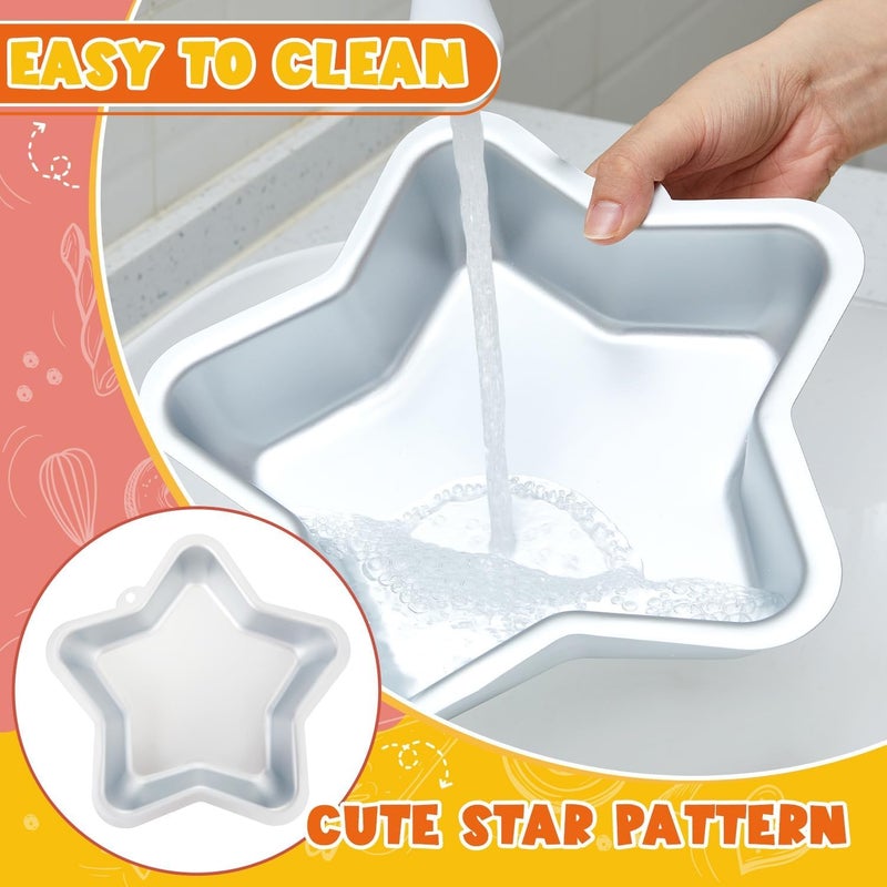 KASTWAVE 2 Pcs 8 Inch Star Cake Pan Set, Aluminum Nonstick Star Shaped Baking Mold, Great for Pancakes, Cakes, Cupcakes, Desserts, Ideal for Parties, Birthdays, Anniversaries - Image 4