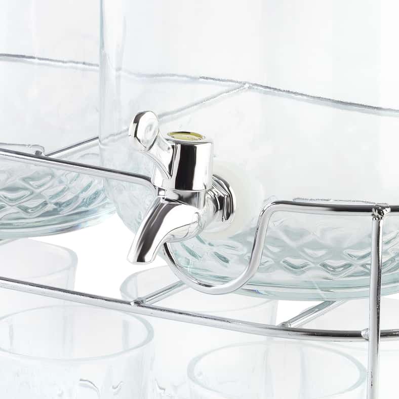Pan Home Beck 8-Piece Drink Dispenser Set With Metal Stand 4L - Clear - Image 4