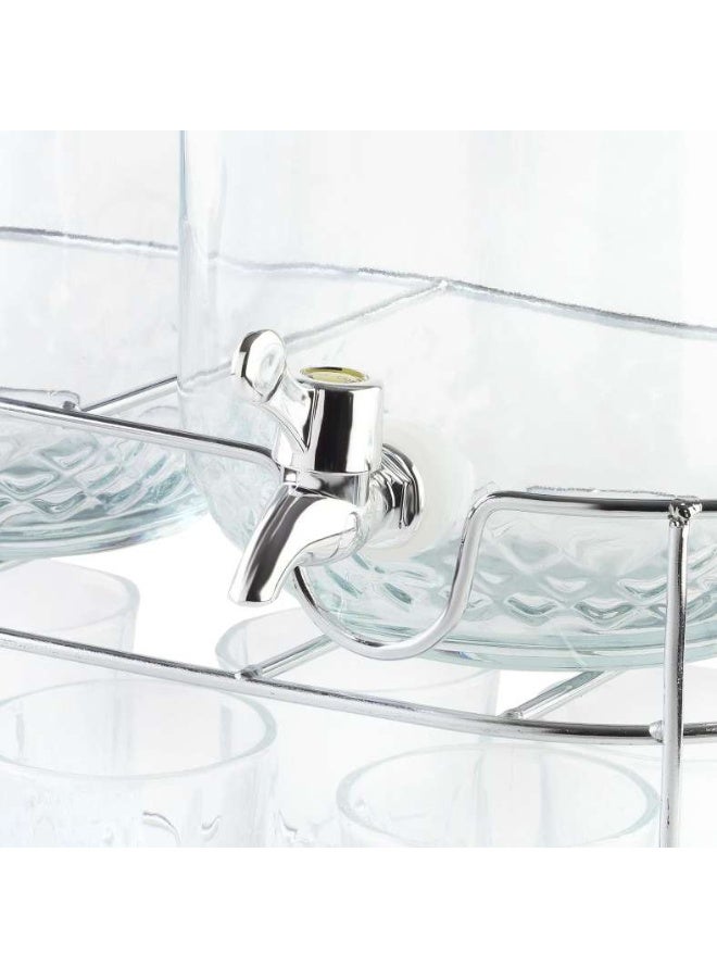 Pan Home طقم موزع مشروبات بيك مكون من 8 قطع مع حامل معدني سعة 4 لتر - شفاف - Image 4