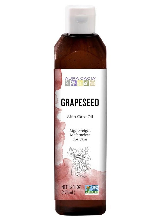 Aura Cacia Pure Grapeseed Oil | Non-GMO Project Verified | 16 fl. oz. - Image 1