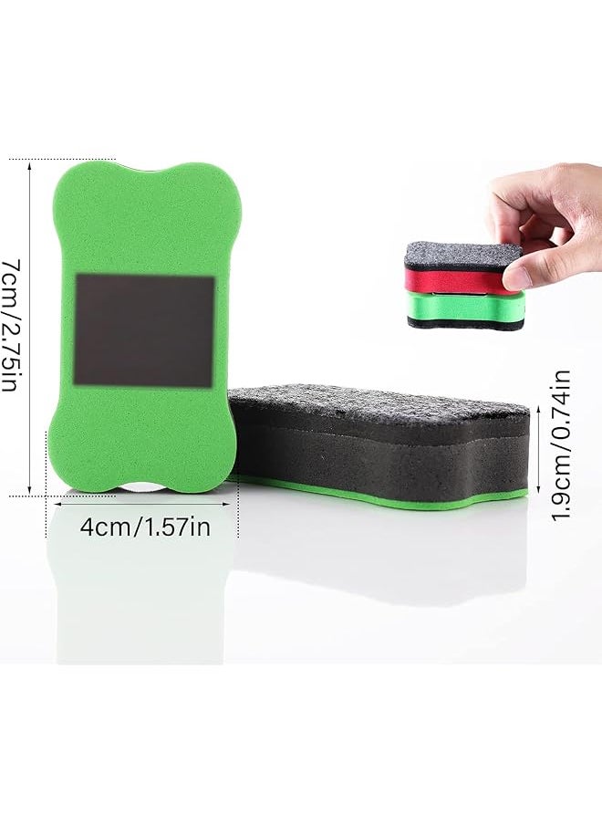 erorex - Bone Shaped 20Pcs Magnetic Whiteboard Eraser Dry Eraser With Thick Felt Pad For Whiteboard Chalkboard Porcelain Glass Blue Red Yellow Green - Image 1