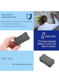 erorex Bone Shaped 20Pcs Magnetic Whiteboard Eraser Dry Eraser With Thick Felt Pad For Whiteboard Chalkboard Porcelain Glass Blue Red Yellow Green  - Image 5