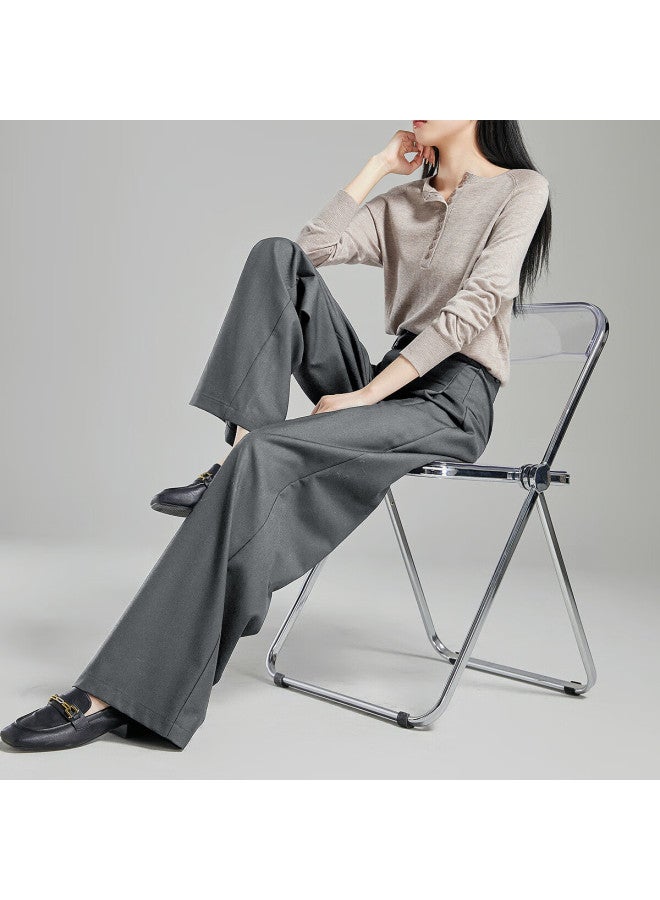 Dme Spring And Autumn Mid-rise Straight-leg Women's Pants, Tr Trousers, Patchwork Striped Suit Pants, Casual Pants - Image 1