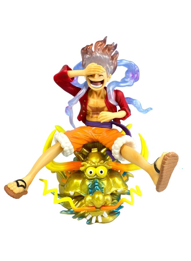 Rally Monkey D. Luffy Gear 5 Figure – 21cm Red Shirt Design Riding a Dragon Head – One Piece Collectible  - Image 1