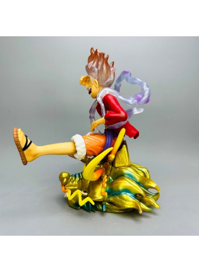 Rally Monkey D. Luffy Gear 5 Figure – 21cm Red Shirt Design Riding a Dragon Head – One Piece Collectible  - Image 4