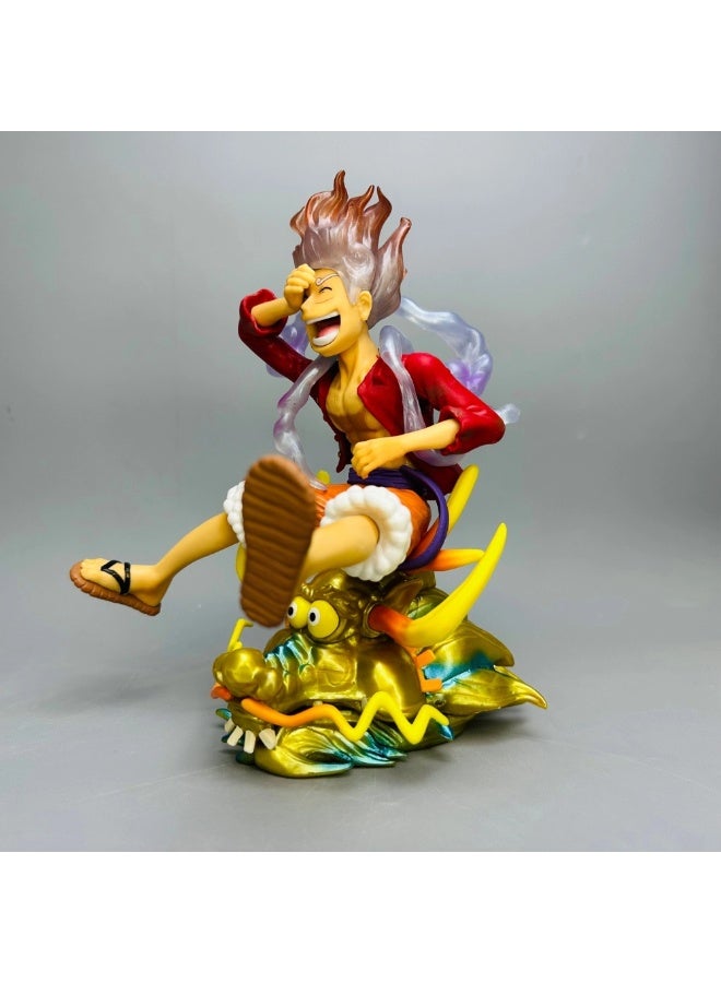 Rally Monkey D. Luffy Gear 5 Figure – 21cm Red Shirt Design Riding a Dragon Head – One Piece Collectible  - Image 3