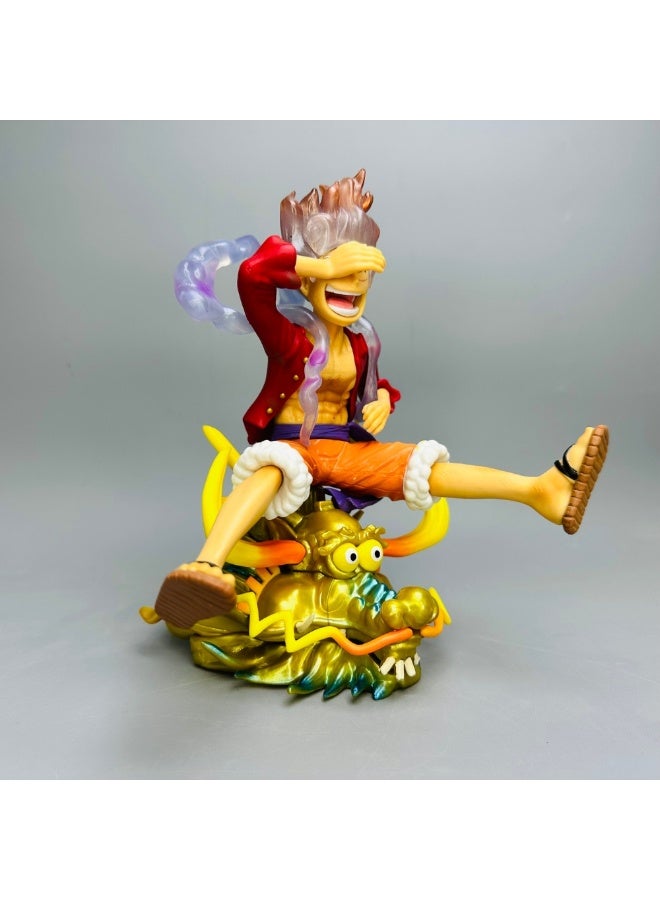 Rally Monkey D. Luffy Gear 5 Figure – 21cm Red Shirt Design Riding a Dragon Head – One Piece Collectible  - Image 5