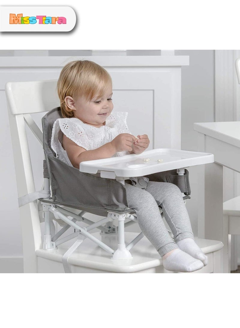HITORHIKE Baby Seat Booster High Chair Space Saver High Chair Portable High Chair Folding Booster Feeding Chair with Travel Bag (Grey) - Image 5