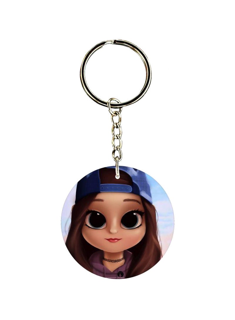 RKN Cartoon Girl Printed Keychain