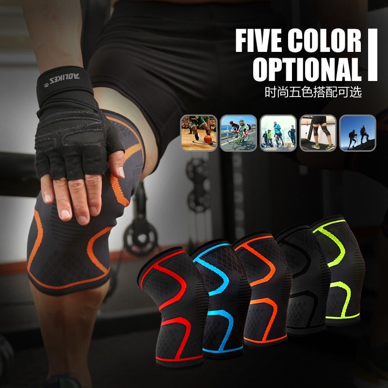 AOLIKES Sports Knee Pads for Running, Basketball, Cycling, Fitness - Anti-Slip Breathable Thin Colorful Nylon Knee Support for Men and Women - Image 1