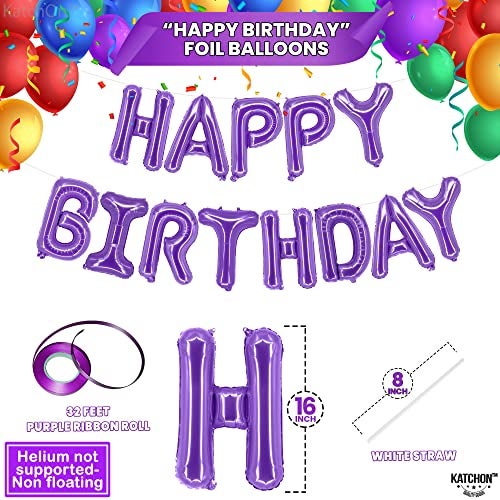 KatchOn Purple Happy Birthday Balloons 16 Inch Helium Supported Foil Happy Birthday Balloons for Purple Birthday Decorations Happy Bday Balloon Banner Unicorn Birthday Decorations - Image 5