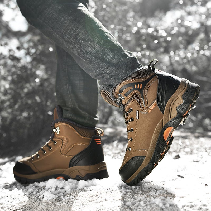 Large Size Hiking Shoes For Men, Outdoor Shoes, Velvet Warm Cotton Shoes, Men'S Snow Shoes, Non-Slip Hiking Shoes For Men - Image 3
