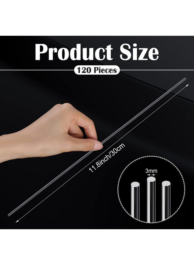 Vicenpal - 120 Pieces Clear Acrylic Rods 3 Mm Diameter Acrylic Dowel Rods Round Acrylic Sticks Acrylic Strip For Diy Crafts Party Decorations Gardening (12 Inch) - Image 1