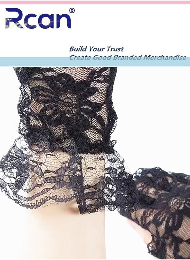 Rcan Ladies Vintage Sunscreen Lace Gloves Bridal Wedding Dress Wrist Accessories Mesh Anti-UV Short Half Finger Driving Gloves for Women Free Size  - Image 4