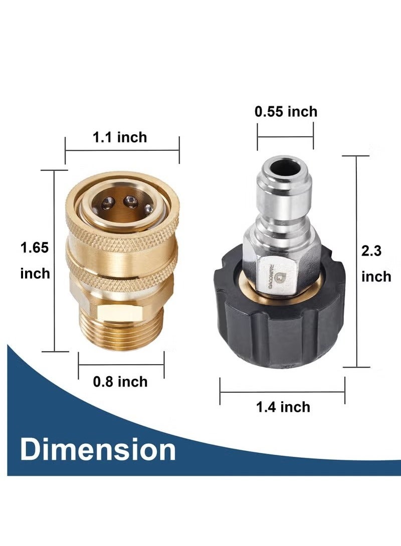Unewshi Pressure Washer Quick Connect Fittings, M22 14mm to 3/8 Inch Quick Connect Pressure Washer Hose Adapter, 4 Pieces - Image 4