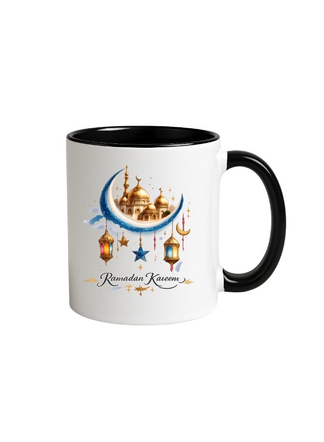 PRINTSHOP4ME Ramadan Kareem Printed White Ceramic Coffee Mug with Black Handle & Inner, 11 Oz – Islamic Gift for Him, Friends & Family - Image 1