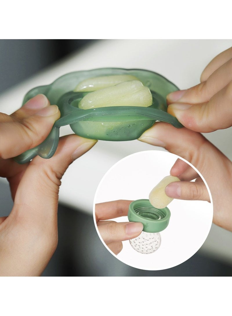 هاكا مجموعة جمد وأطعم الصغيرة من هاكا مع وحدة تغذية طعام من السيليكون وصينية القضمة الصغيرة السيليكونية | وحدة تخزين قالب مصاصة حليب الأم ومغذية  تساعد على لتهدئة لثة الطفل، قطعة واحدة (أخضر البازلاء) - Image 5