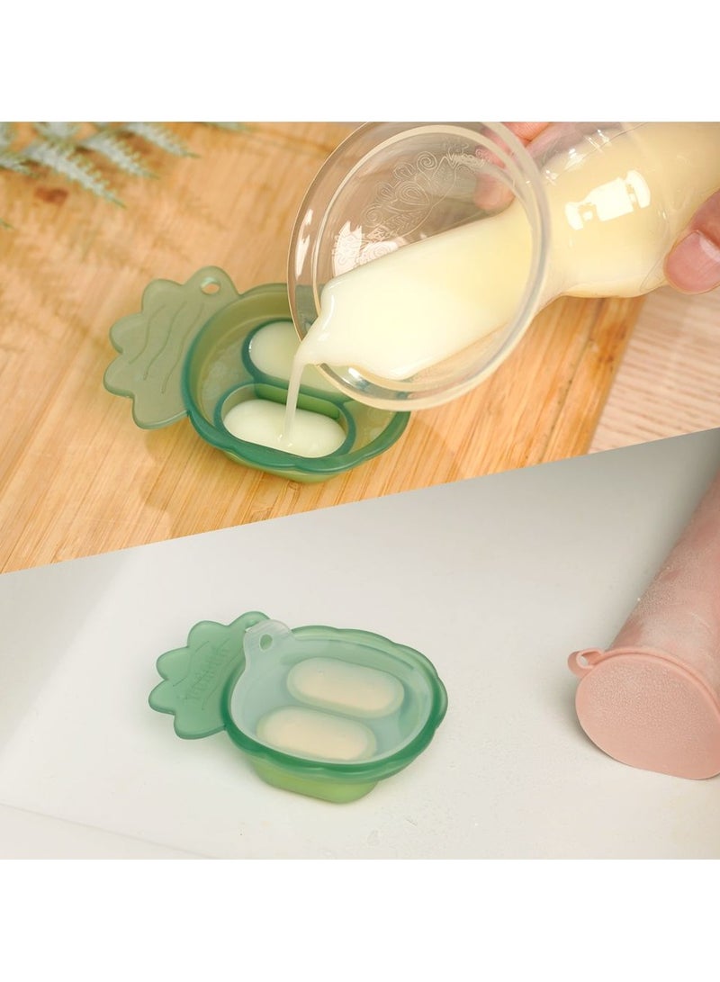 هاكا مجموعة جمد وأطعم الصغيرة من هاكا مع وحدة تغذية طعام من السيليكون وصينية القضمة الصغيرة السيليكونية | وحدة تخزين قالب مصاصة حليب الأم ومغذية  تساعد على لتهدئة لثة الطفل، قطعة واحدة (أخضر البازلاء) - Image 4